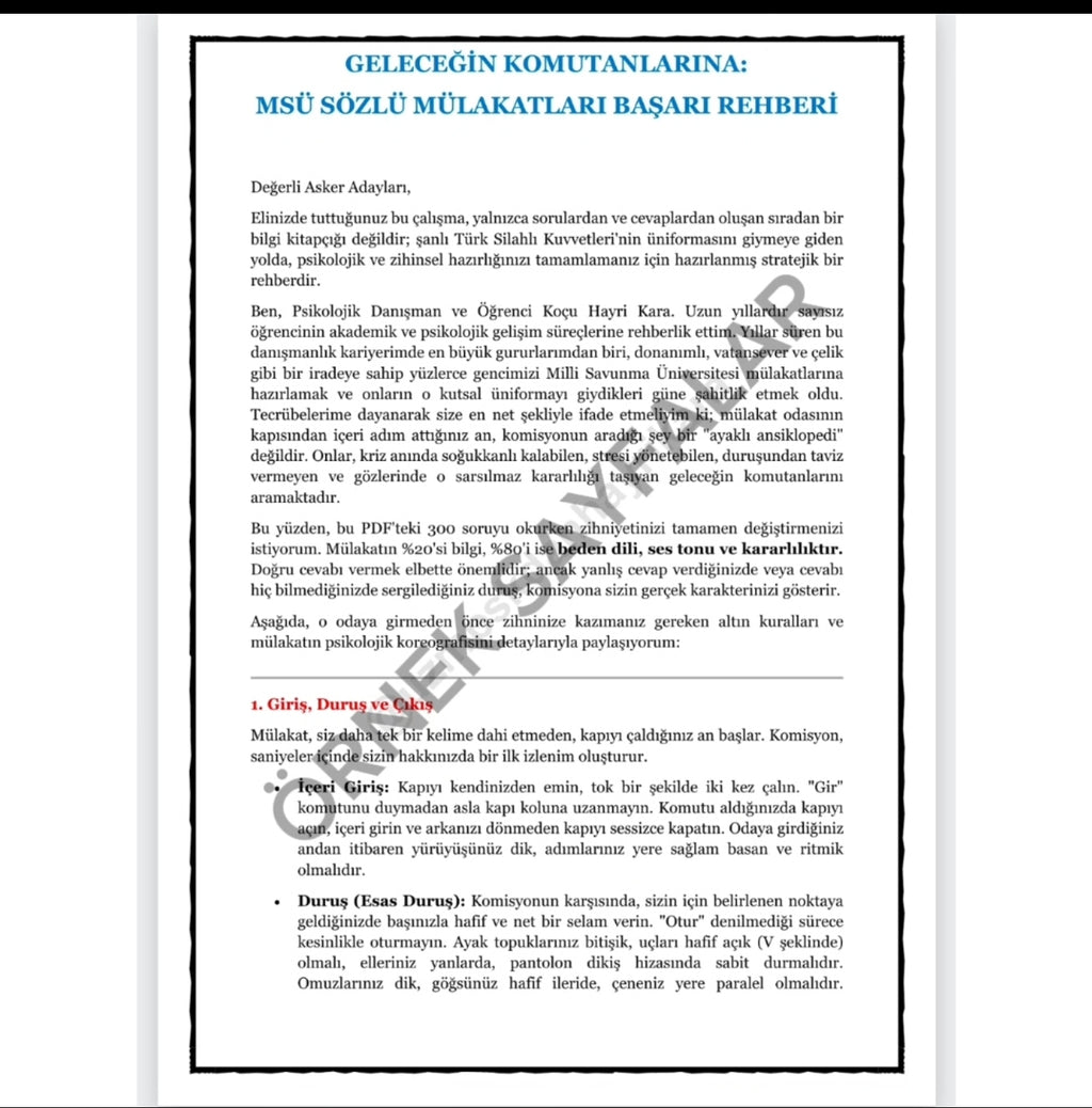 MSÜ SÖZLÜ MÜLAKATA HAZIRLIK REHBERİ