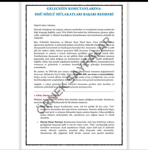 MSÜ SÖZLÜ MÜLAKATA HAZIRLIK REHBERİ